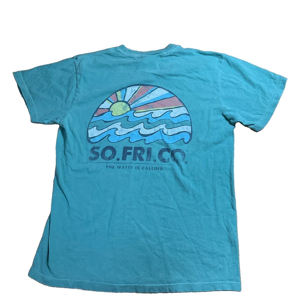 Men's Size M Blue T Shirt Southern Fried Cotton The Water Is Calling